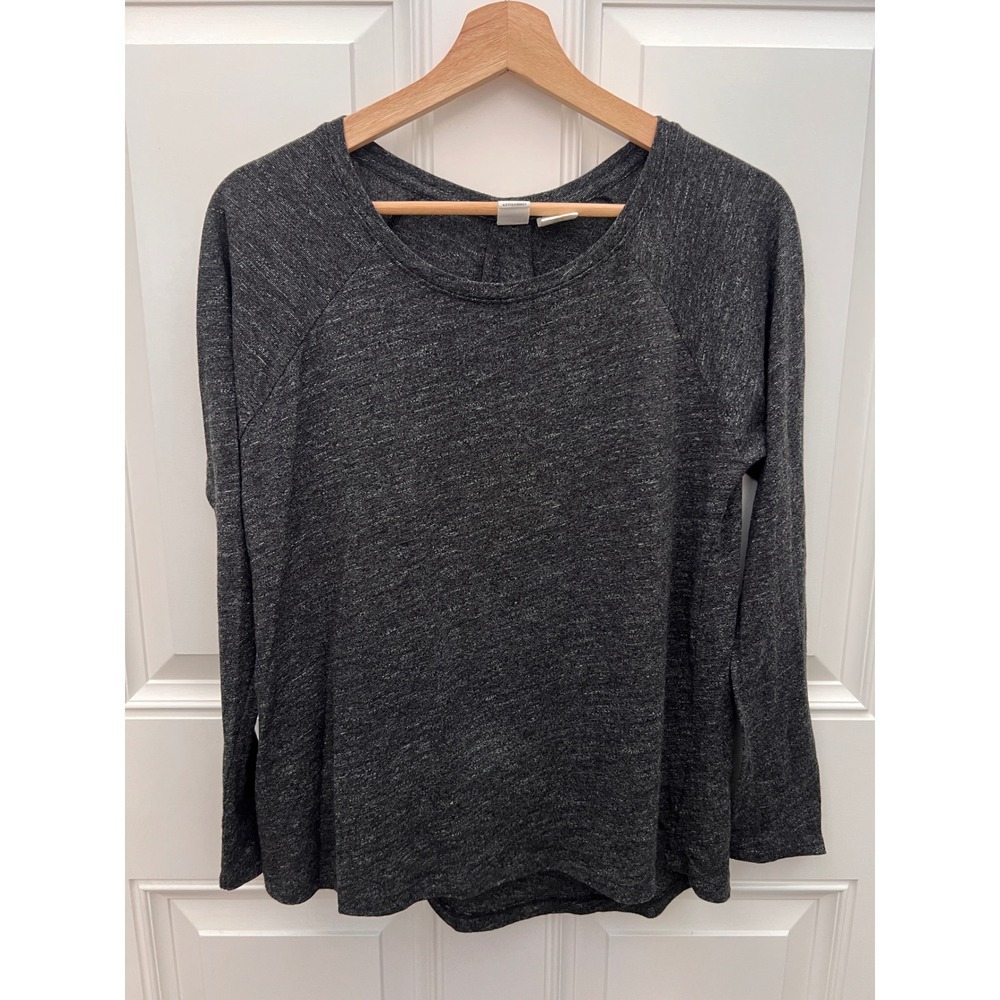 Artisan NY Womens Small Gray Space Dye Raglan Long Sleeve Pleat Back Top
